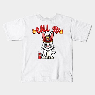 Cute Bunny is a firefighter Kids T-Shirt